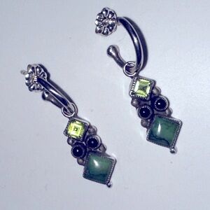 NWOT LEO FEENEY Sterling Silver Turquoise & Gemstone Hoop Post Dangle Earrings